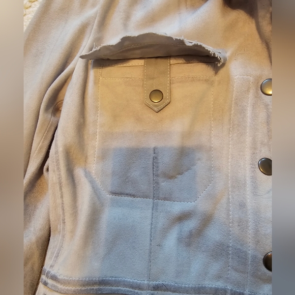 Jakett New York Meryl Waxed Suede Leather Jacket in Ice Blue, Size Small - Picture 9 of 13